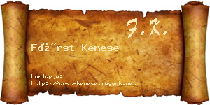 Fürst Kenese névjegykártya